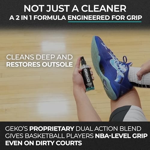 Geko 2-in-1 Grip Restore & Cleaner – #1 Basketball, Golf, Football, Volleyball, and Baseball Grip Spray – Restores Shoe, Grip & Glove Traction, Removes Dirt & Oil, Restores Control & Consistency