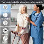 Forearm Crutches for Adults Foldable Knee Patients Mobility aids for Childre and Seniors for with Leg Injury Adjustable Travel Lightweight Walking Stick (Brown Pro)