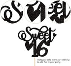 Rsstarxi 1 Pack Sweet 16 Cake Topper 16th Birthday Cake Topper Sweet Sixteen Cheers to 16 Years Old Cake Pick Decorations for 16th Birthday Anniversary Party Cake Decorations Black