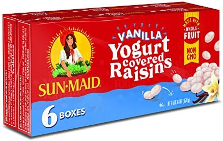 Sun-Maid California Sun-Dried Raisins & Vanilla Yogurt Coated Raisins (6 Pack) Snack-Size Box - Dried Fruit Snack for Lunches and Snacks