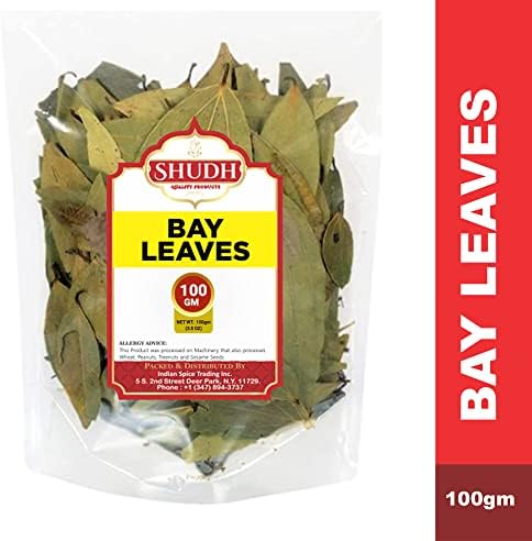 Shudh Bay Leaf (Leaves) Whole Spice Hand Selected Extra Large 3.5oz (100g) ~ All Natural | Gluten Friendly | NON-GMO | Vegan | Indian Origin (Tej Patta)