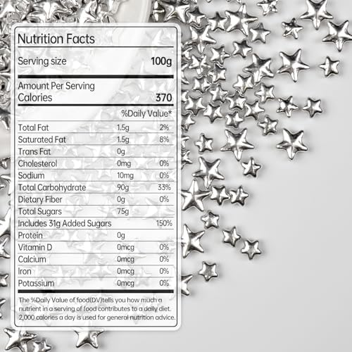 Silver Star Sprinkles for Cake Decorating, Edible Star Sugar Sprinkles, Mix Size 150g/5.29oz, Baking Decoration, Foodgrade Cookies&Cupcake Topper, Holiday, Party, Wedding, Birthday Supplies
