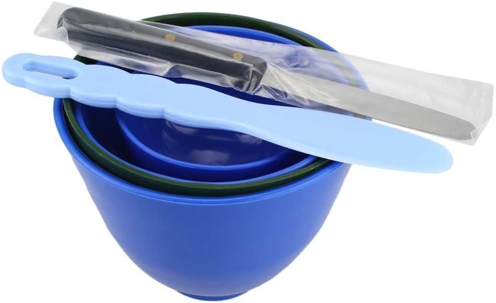 EustomA 4Pcs One Set Silicone Flexible Rubber Plaster Impression Mixed Alginate Bowl Dental Lab Mixing Bowls Blue