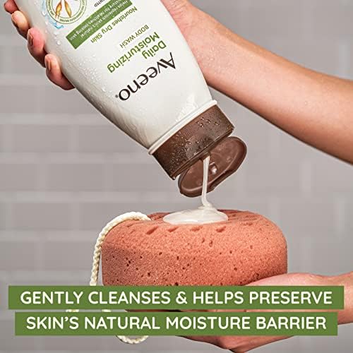 Aveeno Daily Moisturizing Body Wash for Sensitive Skin + Prebiotic Oat, Gently Cleanses, Nourishes & Feels Moisturizing Dry Skin, Light Fragrance, Refill Pouch, 36 fl. oz