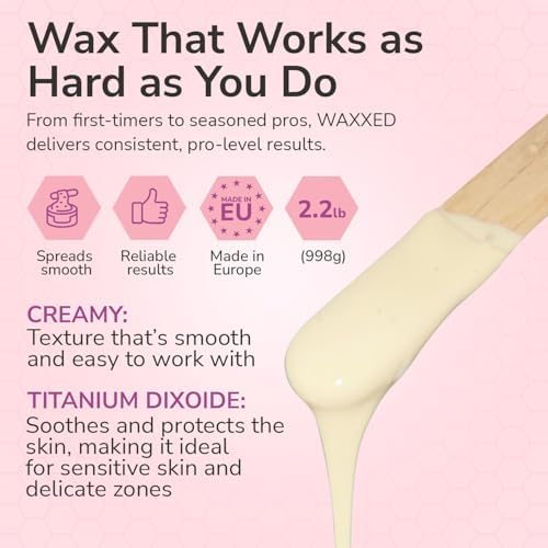 WAXXED Cream Hard Wax Beads 2.2LB – Professional Cream Hard Wax for Hair Removal – Titanium Dioxide Infused Wax Beads for Sensitive Skin – Smooth Application & Clean Removal – Salon & Home Use