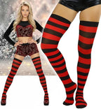 ToBeInStyle Women’s Vibrant Horizontal Wide Striped Thigh High Stockings