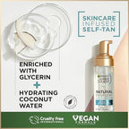 Garnier Ambre Solaire Natural Bronzer Self Tan Mousse 200 ml, Streak Free & Intense Fake Tan In 1 Application, Hydrating Mousse With Coconut Water, For Face & Body, Vegan Formula
