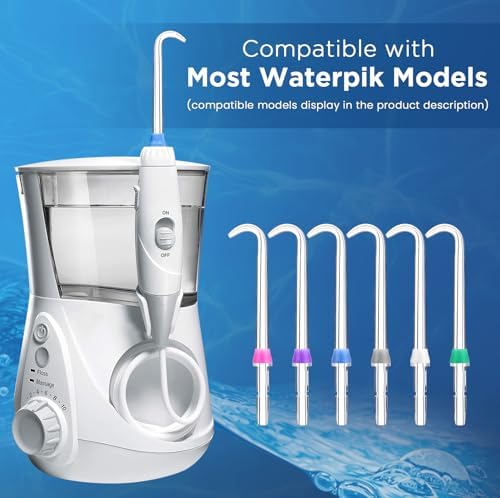 for Waterpik Replacement Heads, Replacement Tips for Waterpik Water Flosser, Suitable for Waterpik Accessories Replacement Tips, for DT-100E(6 Implant Denture Tips)