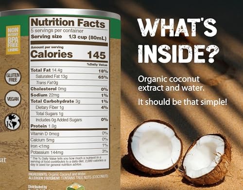 Nature's Greatest Foods Organic Coconut Milk - 13.5 oz, No Guar Gum, No Preservatives Gluten-Free, Vegan and Kosher - 17-19% Coconut Milk Fat, Unsweetened (12-Pack)