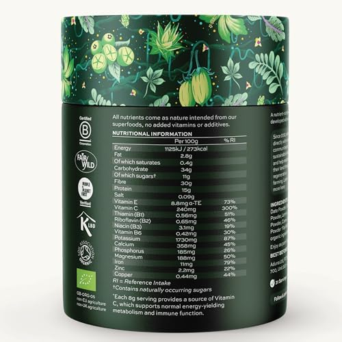 Aduna Organic Super Greens Blend | 100% Natural Superfood Powder for Immune Support & Energy | Stir-in Blend with 10+ Superfoods, Moringa & More | Vegan Powder for Smoothies, Shakes & Yoghurt | 250g