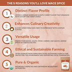 SPICY ORGANIC Mace Whole (Javantri) – 8 oz (227 g), USDA Certified Organic Mace Spice, 100% Raw, Non-GMO, Vegan, Gluten-Free – Enhance Dishes with Rich, Aromatic Flavor - Myristica Fragrans