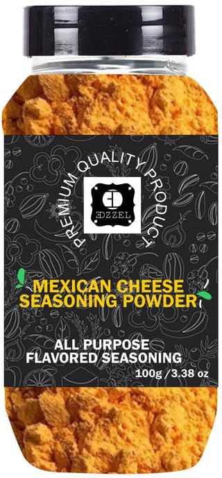 EDZZELPremium Quality Indian Organic Mexican Cheese Seasoning Powder Plant Based, Vegan, Gluten Free-100 GRAM Box (Set Of 2)