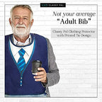 Adult Bibs for Men, Wipe ‘n Wear Clothing Protectors for Eating, Senior Adult Bib Crumb Catcher, Waterproof, Reusable, Washable (Blue Tie)
