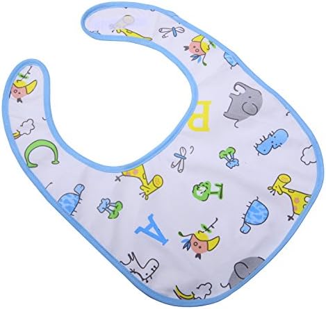 Littleforbig Cotton Waterproof Adult Babydoll Bib with Adjustable Hook-and-Loop Fastener Closure Printed 2 Packs - Zoo Animals and Cherry Adult Bibs