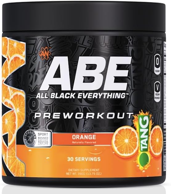 All Black Everything Pre-Workout Powder | Preworkout Energy Drink Mix | 350mg Caffeine | Beta Alanine & Citrulline | Energy Supplement for Men & Women | Tang Orange | 30 Servings