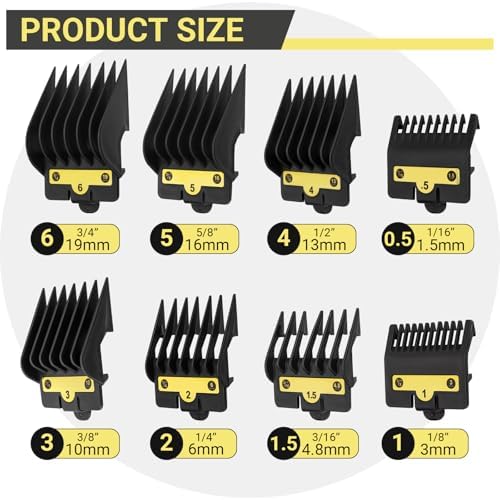 8 Packs Clipper Guards Replacement for BaBylissPRO Barberology FX870, FX880, FX825, FX673,FX899 and FX890 Clippers, Trimmer Guards Cutting Length from 1/16'' to 3/4'', Black