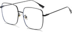 Oversized Square Reader Glasses for Women/Men, Blue Light Blocking Glasses, Large Metal Frame Readers with UV400 Protection