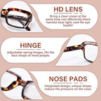 Oprah Style Reading Glasses for Women, Oversized Stylish Blue Light Blocking Computer Readers Ladies with Spring Hinge