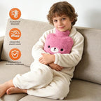samply Hot Water Bottle with Cute Fleece Cover, Hot Water Bag for Hot and Cold Compress, Hand Feet Warmer, Neck and Shoulder Pain Relief, Purple Bear