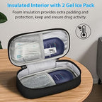 MEDMAX Insulin Cooler Travel Case with 2 Ice Pack, Water Resistant Insulated Diabetic Medication Organizer Carrying Bag with Extra Pouch for Insulin Pen and Other Diabetic Supplies (Black)