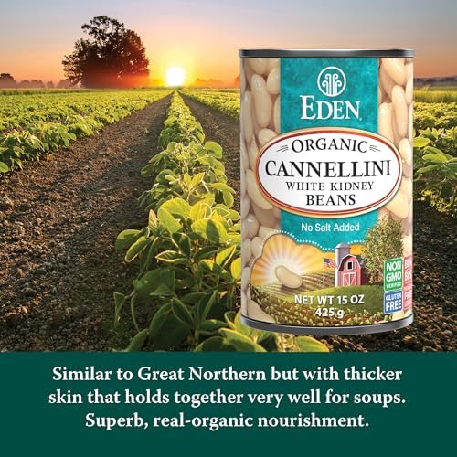 Eden Organic Cannellini White Kidney Beans, No Salt Added, 15-Ounce Cans (Pack of 12)