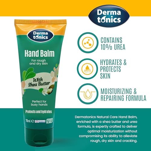 Dermatonics Natural Hand Care Balm | Shea Butter and Urea Formula for Rough, Dry Skin and Cracking | Expert Formulated and Paraben-free | Moisturizing Cream for Soft and Nourished Hands | 2.37 fl oz