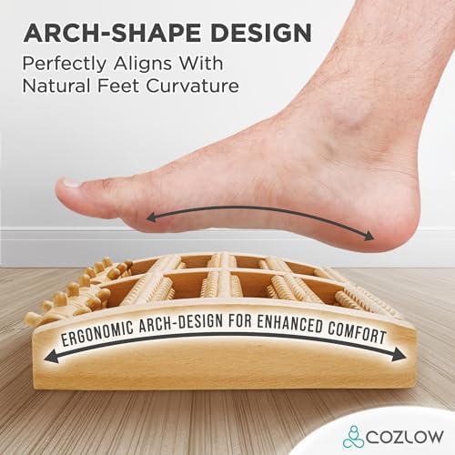 COZLOW - Foot Massager for Plantar Fasciitis Relief - Wooden Massage Roller with Arch Shape Design - Foot Pain Relief, Neuropathy, Heel Spur Pain, Stress Relief, and Relaxation - Muscle Therapy Tool