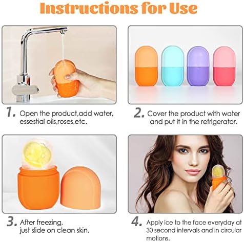 Ice Roller for Face and Eye, Gua Sha Facial Tools ,Puffiness Relief Ice Roller Skin Care ,Ice Facial Cube, Neck Massage, Silicone Ice Mold for Face Beauty,Self Care Gifts for Women ( Orange)