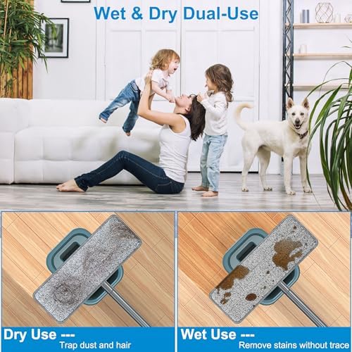 Aifacay Microfiber Mop Head Replacements Pads for Flat Floor Mop and Bucket Set, 13 Inch Reusable Microfiber Mop Pad Refills for Floor Cleaning Hard Wood Floor Microfiber Cleaning Pads - 6 Pack