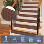 Stair Edge Trim Self Adhesive Vinyl Stair Nosing Molding Trim Non-Slip Rubber Nose Protector Peel and Stick Anti-Slip Edging for Indoor & Outdoor Use (Brown, 4 in x 3.3 Ft)