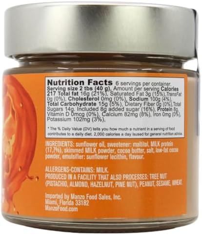 L’Oro Del Sud - Salted Caramel Spread with with added protein, High Protein (17.7%) 8g Protein per serving, Protein Spread, Non palm oil, Product of Italy