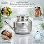 HealthAndYoga(TM) Stainless Steel Neti Pot for Sinus Congestion (Ayurvedic JalNeti)