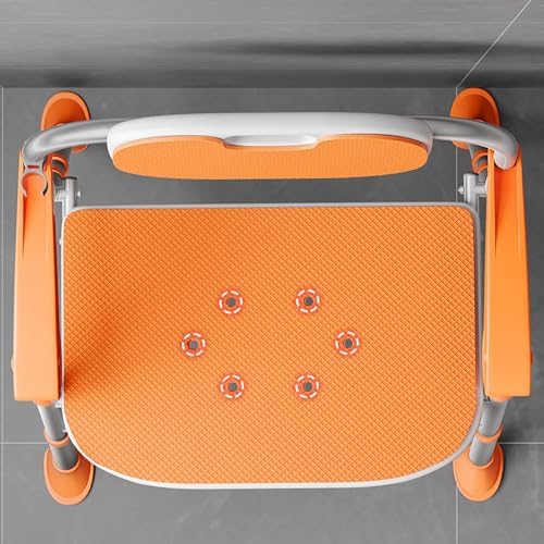 Shower Chair for Inside Shower, Heavy Duty Shower Seat with Back, Shower Seats for Elderly with Arms, Shower Chair for Bathtub Foldable, Adjustable Leg Height (A)