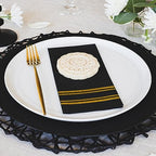 Shiny Gold on Black Disposable Dinner Napkins - Feels Like Linen, Soft Fluff Pulp Paper - 50 Pack, 8.5" x 4" - Style Name: Parallel Shine