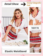Avidlove Sexy Plus Size Lingerie Set for Women Sexy School Girl Halloween Costumes Cosplay Lingerie with Mini Skirt