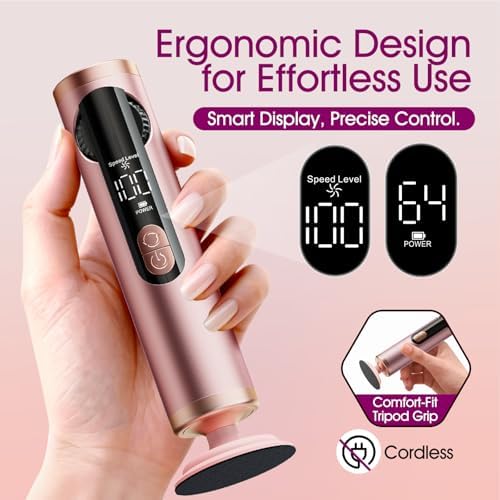 Electric Foot Callus Remover Rechargeable, Professional Pedicure Tools for Feet with 40PCS Sandpaper Discs, Adjustable Speed Heel Scraper for Cracked Heels, Foot Care Scrubber File for Dry Dead Skin