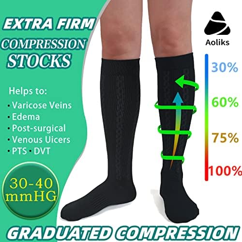 Medical Graduated Compression Socks for Men & Women 30-40 mmHg-2 Pack Extra Firm Support Knee High Circulation Socks