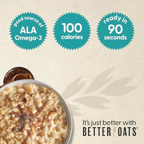 Better Oats 100 Calorie Maple & Brown Sugar Oatmeal Packets, Whole Grain with Flax Seeds and Rolled Grains, Cooks in 90 Seconds, Box of 10 Pouches (Pack of 6)