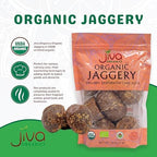 Jiva Organics Jaggery Whole 1 LB (454g) | Cone Shapes - Gur, Panela | Unrefined Natural Cane Sugar | No Chemicals, No Preservatives