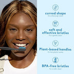 The Humble Co Plant-Based Soft Bristle Toothbrushes, 5 Pack - Manual Tooth Brush Set for Adults - Made with Plant Based Materials & BPA-Free Bristles - Dental Oral Care & Hygiene