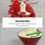 PRETYZOOM 2Pcs Birthday Cake Picks with Creative Birthday Noodles Design Cake Toppers for Party Decorations 3.93X3.74X3.54In