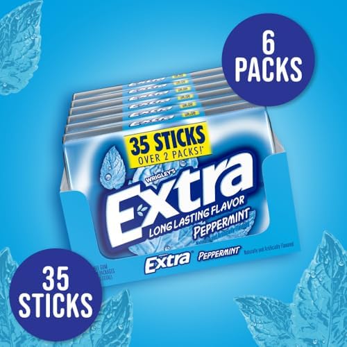 EXTRA Peppermint Sugar Free Chewing Gum Travel Essentials Mega Pack of Mint Refreshing Bulk Gum, 35-Stick Pack