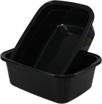 2-Pack 18 Quart Large Plastic Wash Basin, Rectangular Dish Pans, Black