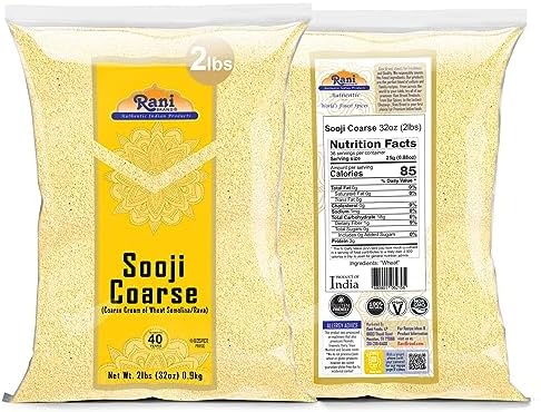 Rani Sooji Coarse (Farina, Suji, Rava, Rawa, Wheat Semolina) Flour 32oz (2lbs) 908g ~ All Natural | Vegan | NON-GMO | Indian Origin