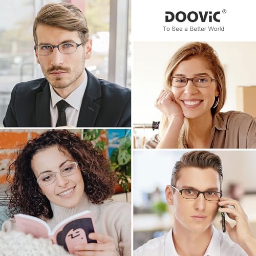 DOOViC 4 Pack Blue Light Blocking Reading Glasses for Men Women TR90 Sturdy Ultra Lightweight Readers 1.75