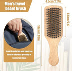 Double Sided Beard Brush, Imitation Bristle with Rubber Wood Handle for Men, Mustache Brushes, Shaving Brush Facial Hair Brushes Beard Grooming Tool for Grooming Slick Back Hair