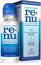 Renu Advanced Formula Multi-Purpose Solution, Gentle on Eyes, Cleans & Disinfects, Moisturizes for Comfort, Travel Size 2 fl oz (Pack of 2)
