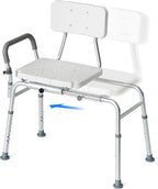Loyoda Tub Transfer Bench and Sliding Bathtub Shower Chair for Inside Shower Chair for Elderly and Disabled,Adjustable Seat Height, Holds Weight up to 350 Lbs, Bath and Shower Safety, Transfer Bench