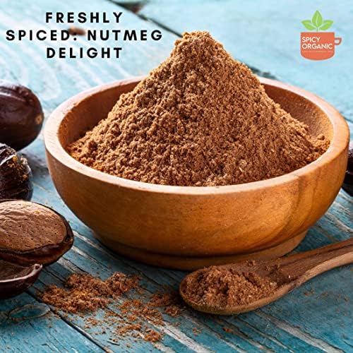 SPICY ORGANIC Ceylon Ground Nutmeg Powder – 16 oz (454g) Resealable Bag | USDA Organic, Non-GMO, Kosher | Fresh, Warm Organic Nutmeg Powder for Baking, Cooking, Eggnog, Chai & More