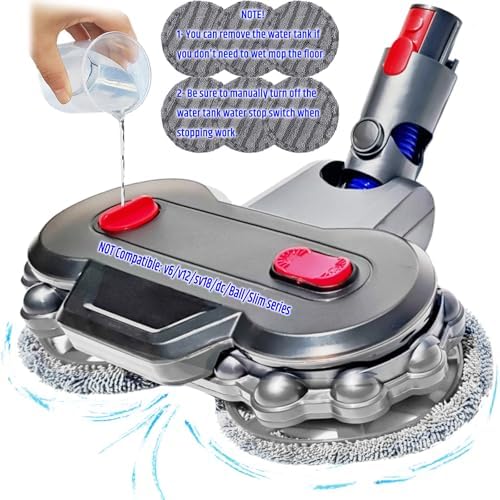 Wet Mop Head Attachment for Dyson v15 v7 v8 v10 v11, Hardwood Floor Mopping Cleaning for sv10 sv11 sv12 sv14 Vacuum Attachments with 6 Pads 【2026】v10 slim, v12, sv18 NOT Compatible (28)